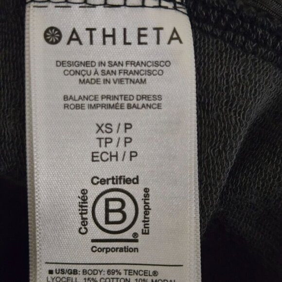 Athleta Balance Printed Dress Black Luxe Camo Pockets Crewneck Size XS - Picture 14 of 14